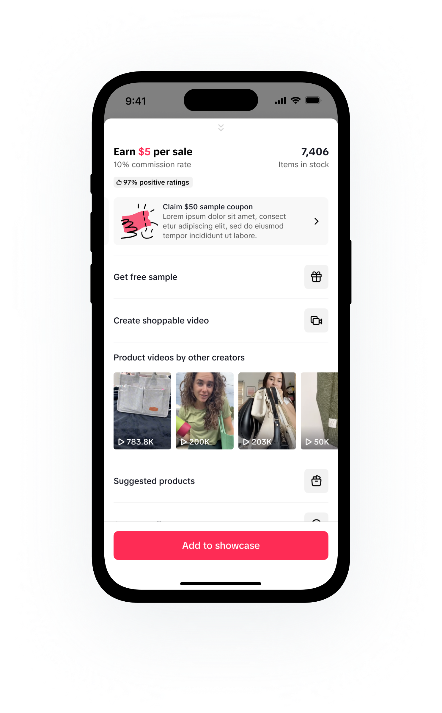 TikTok Shop creator product detail page on a phone
