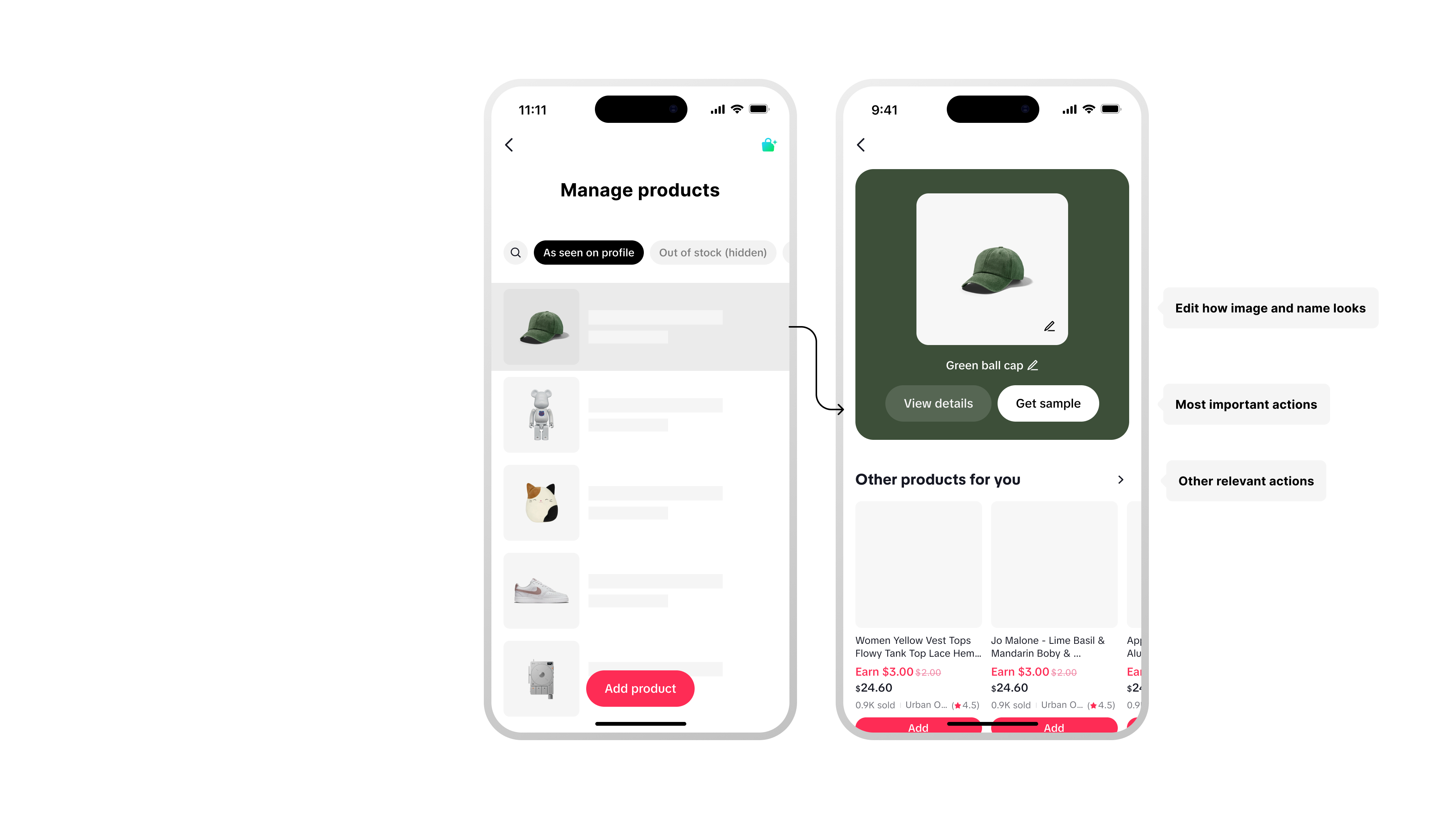 Managing a product and finding similar products from Showcase