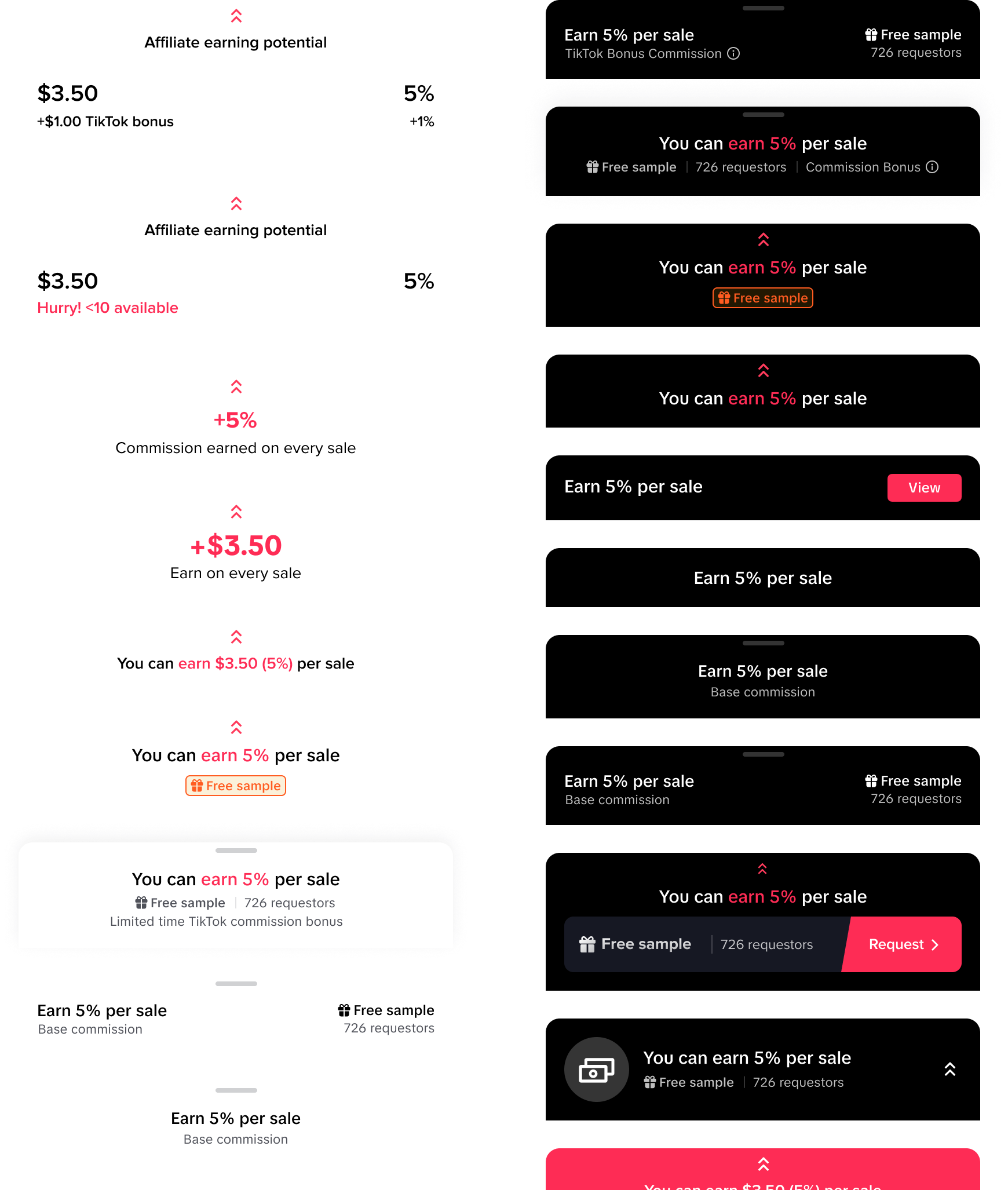 Second affordance exploration for creator actions on the product page